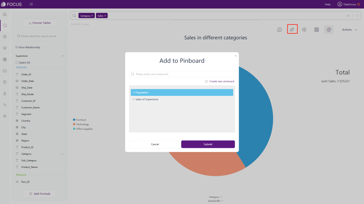 Figure 4-9-1 Add answer to dashboard